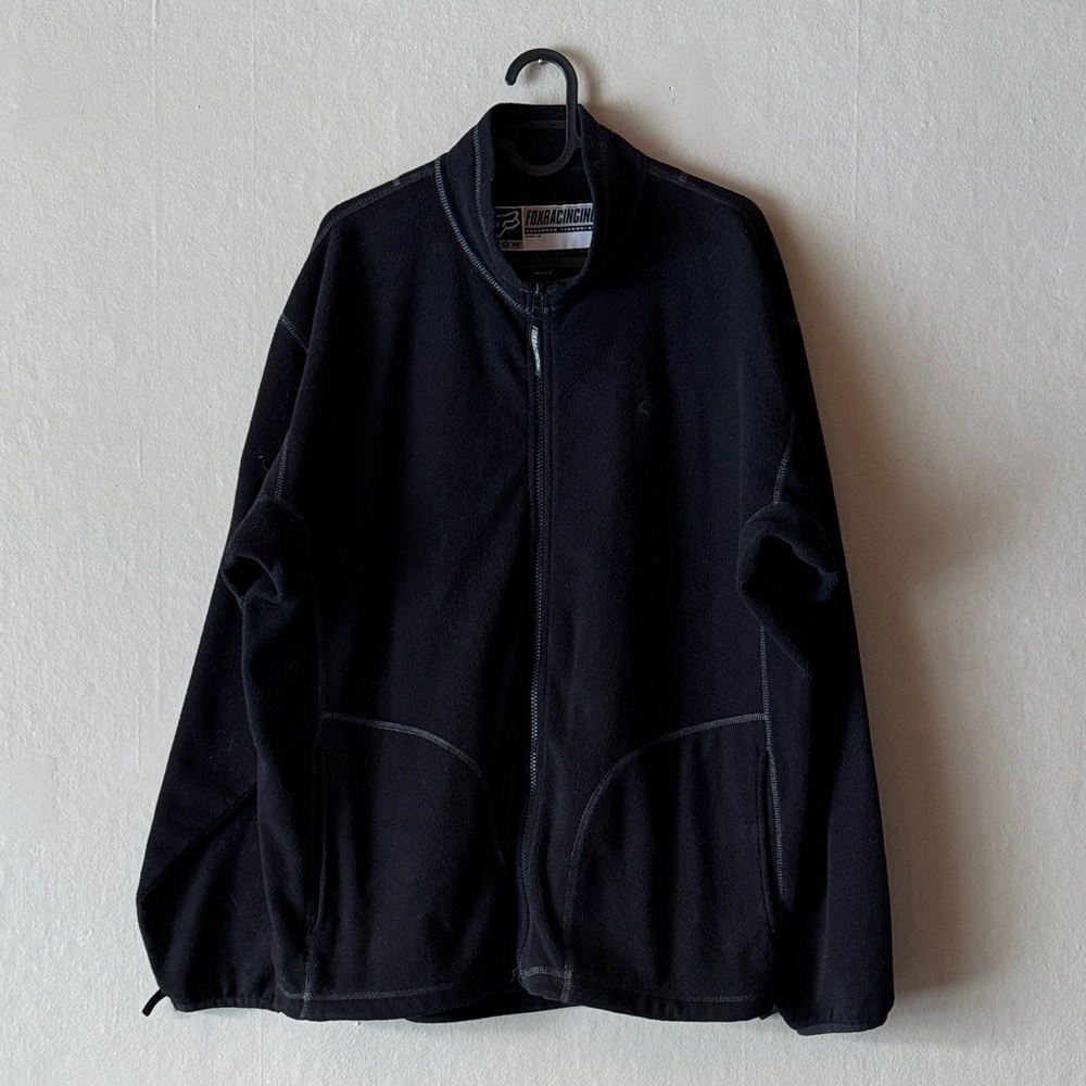 Vintage Fox Black Full-Zip Fleece
